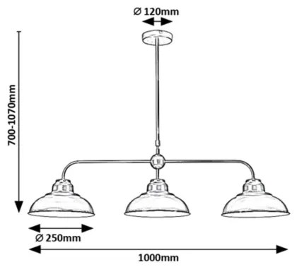 Lustră pe tijă DRAGAN 3xE27/60W/230V Rabalux 5309
