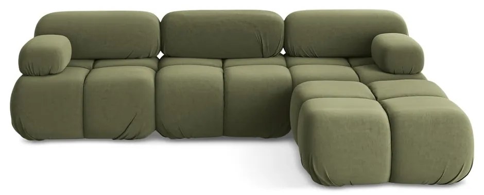 Colțar modular verde deschis cu tapițerie din catifea Lokua – Makamii