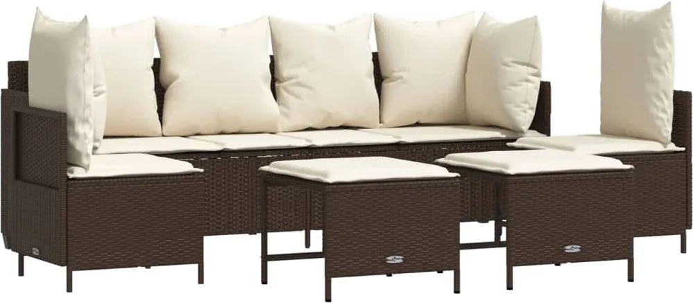 vidaXL Set canapele de grădină cu perne, 5 piese, maro, poliratan