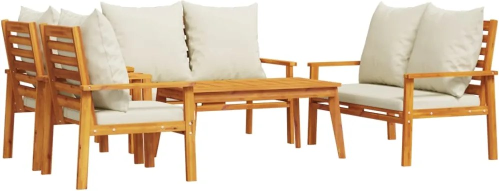 vidaXL Set mobilier de grădină cu perne, 5 buc., lemn masiv acacia