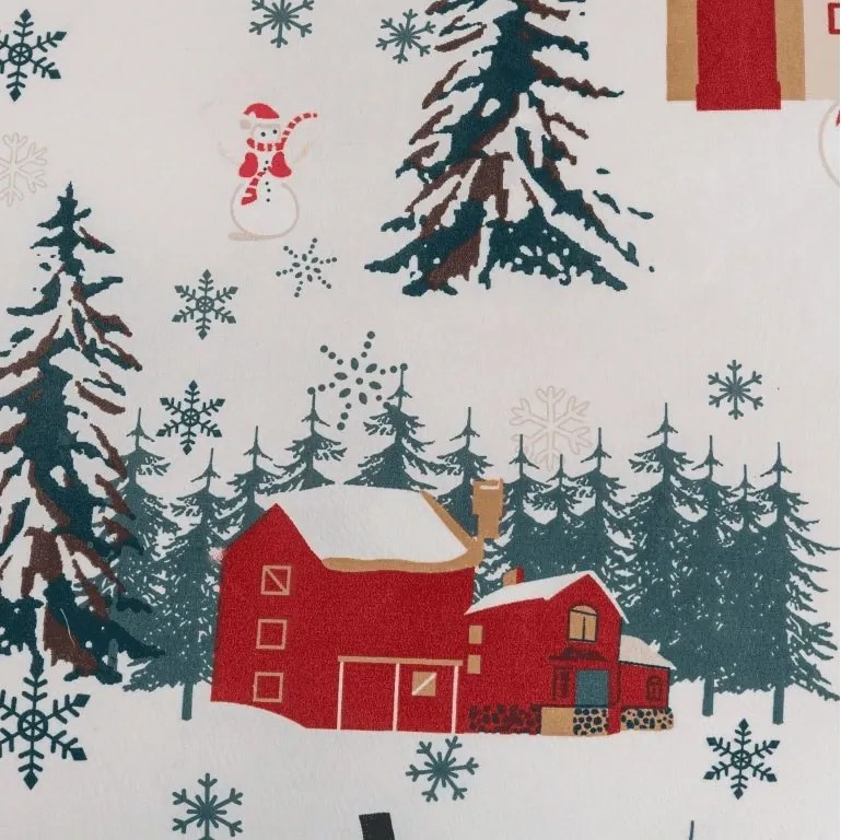 Lenjerie de pat din flanel SNOWY HOUSES alb Dimensiune lenjerie de pat: 70 x 90 cm | 140 x 220 cm