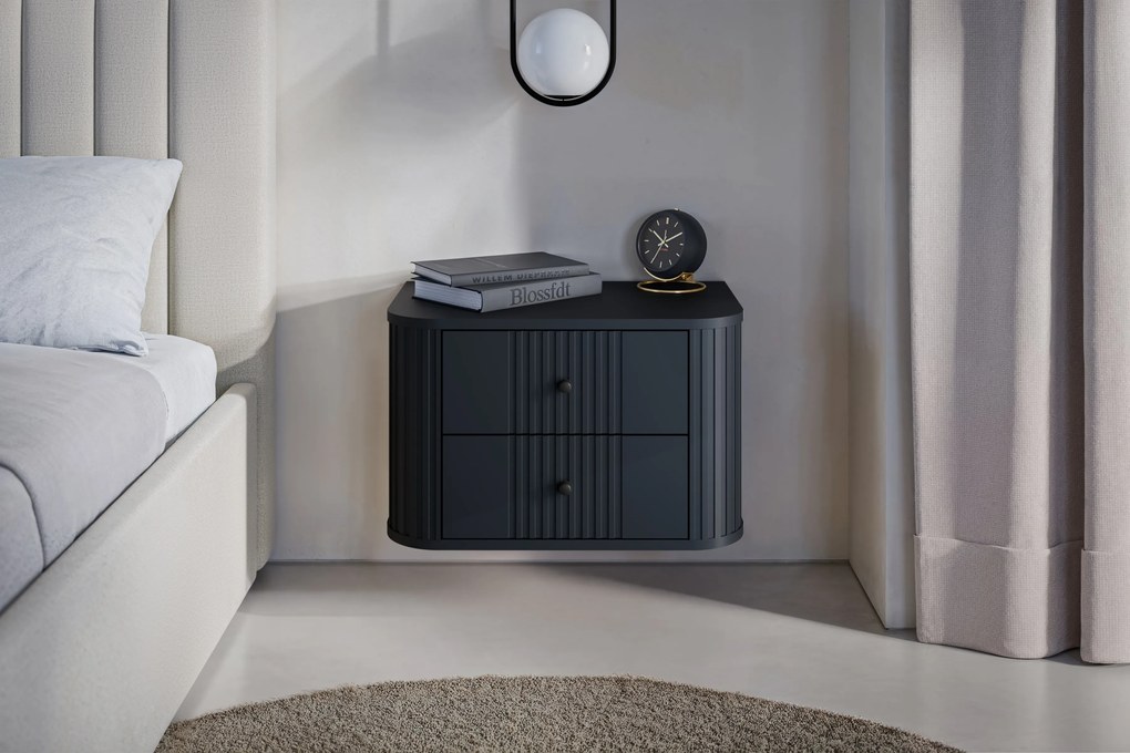 Set noptiere Vesper 56 cm de perete - negru / mânere negre