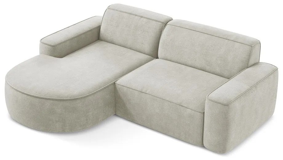 Colțar crem cu tapițerie din chenille (cu colț pe partea stângă/cu șezlong) Omao – Makamii