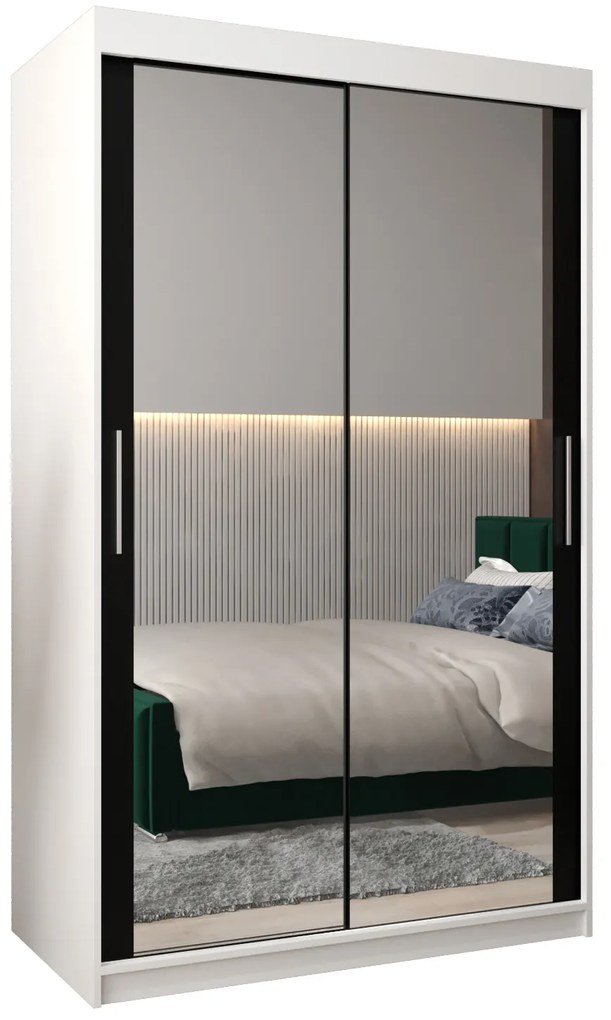 Dulap de haine 120 cm Toki 3 (alb mat + negru mat). 1065056