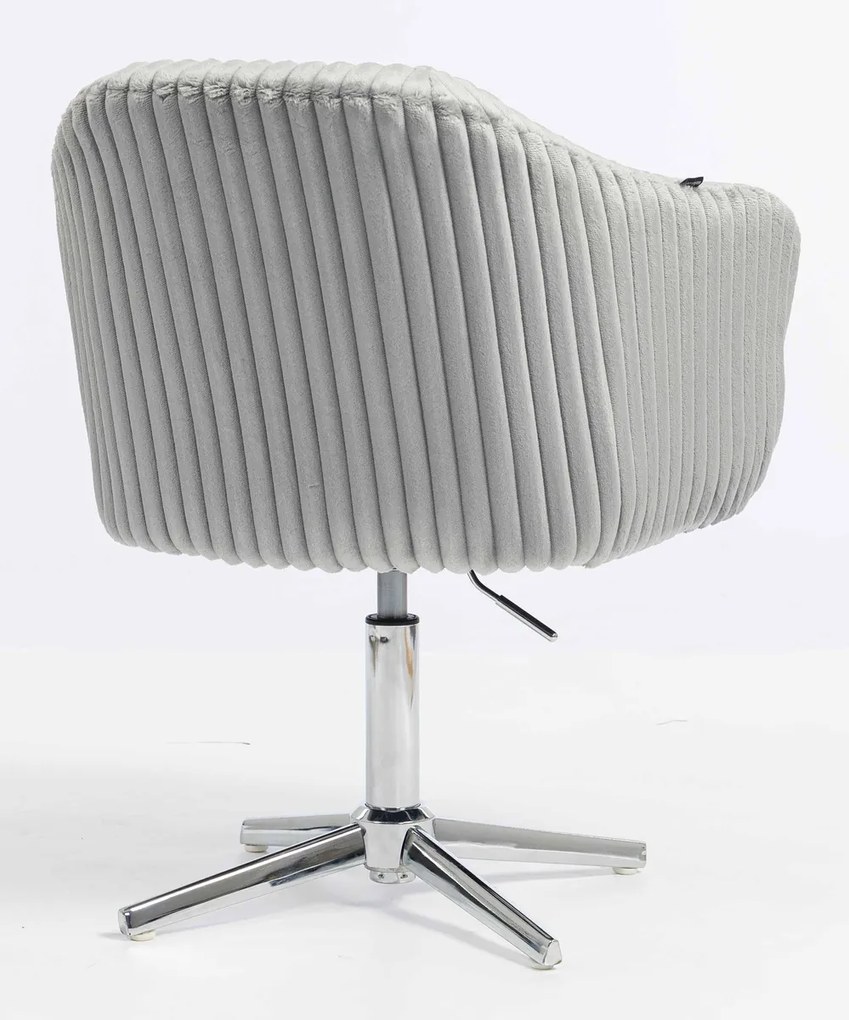 HR832CROSS Scaun Gri Teddy Cord cu Bază Cromata