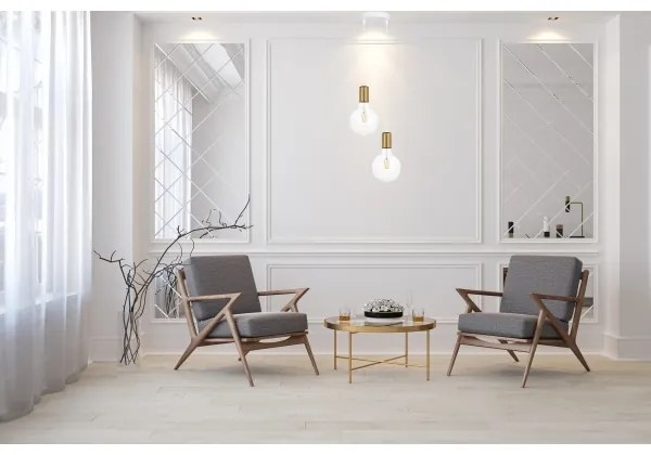 Lustră pe cablu MIROS 2xE27/60W/230V rotundă albă/aurie