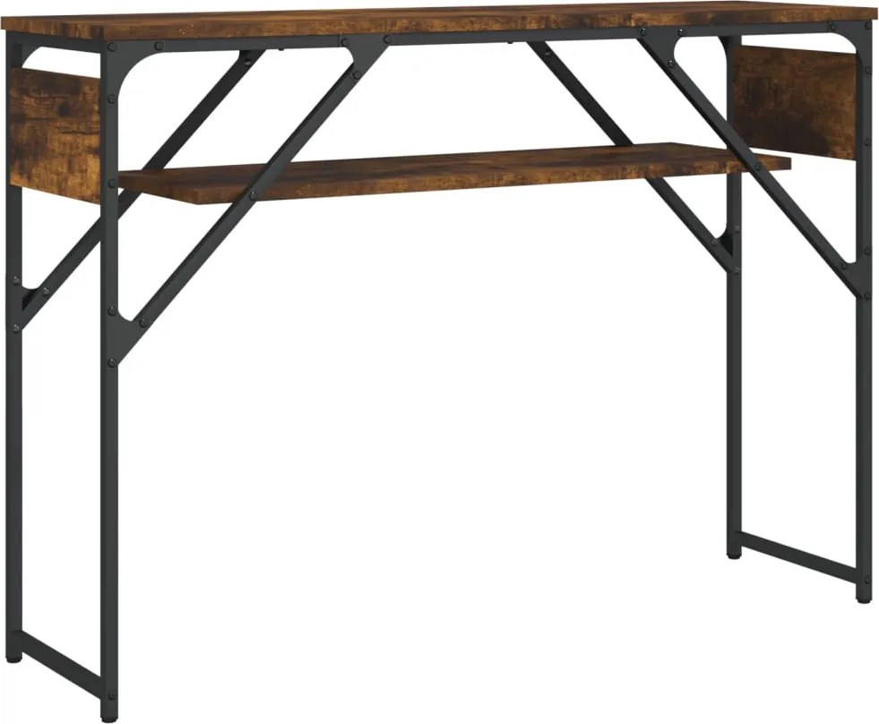 vidaXL Măsuță consolă cu raft stejar afumat 105x30x75cm lemn prelucrat
