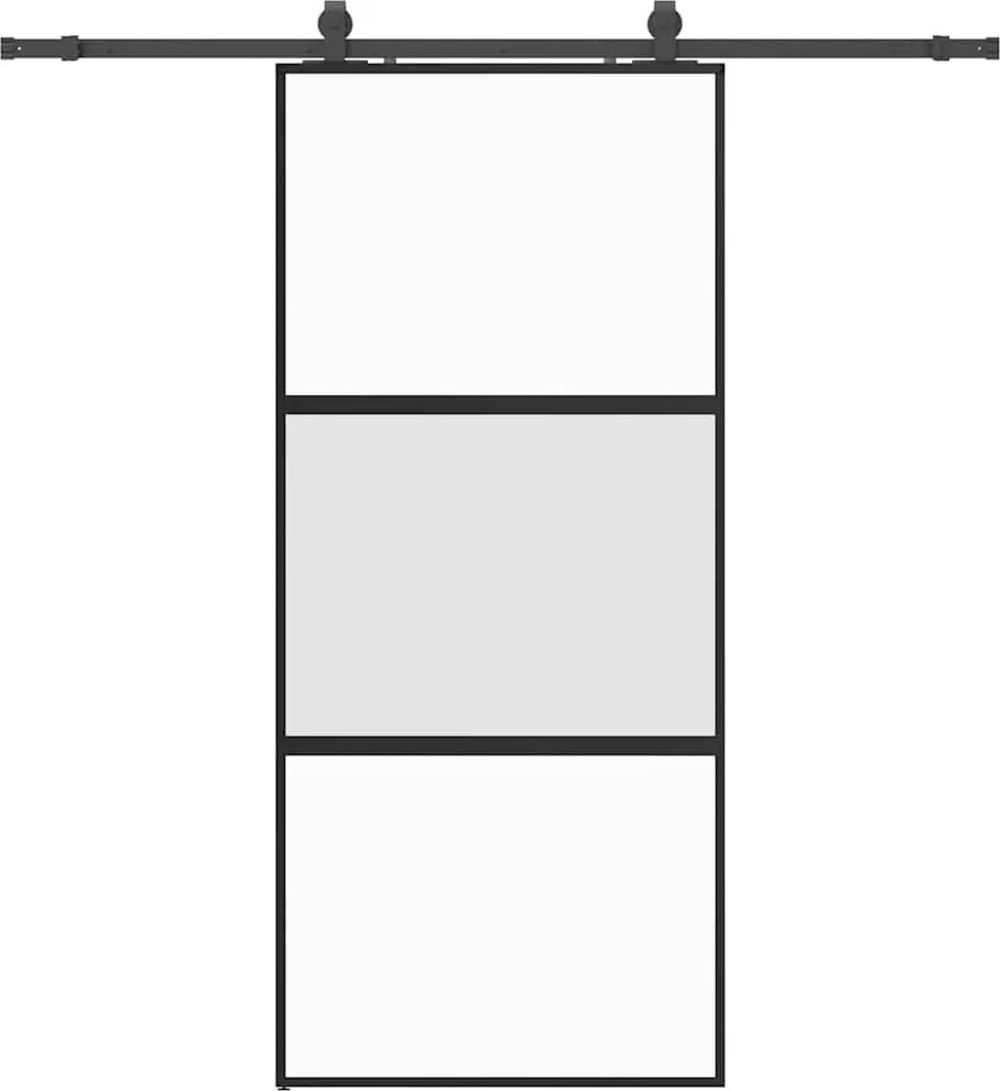 vidaXL Ușă glisantă cu set feronerie neagră 90x205cm sticlă securizată