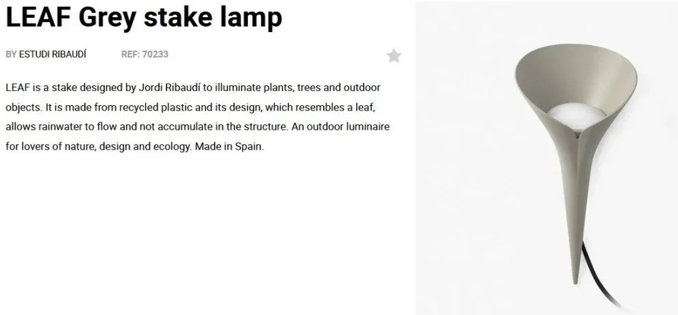 Lampa de exterior decorativa tip tarus IP44 LEAF gri