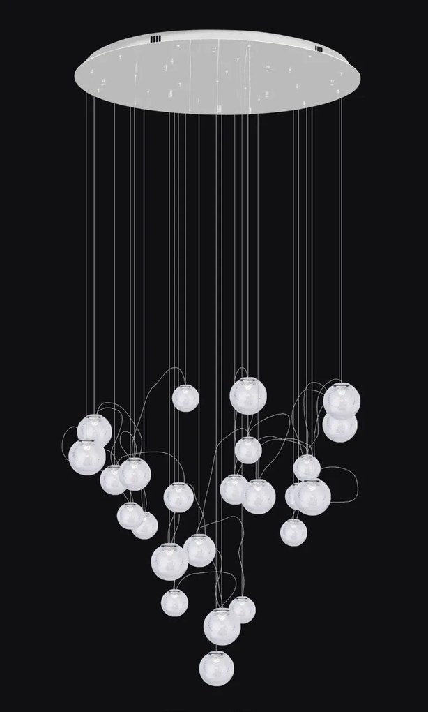 Lustra LED design casa scarii cu 24 pendule suspendate ZOE crom P0386 MX