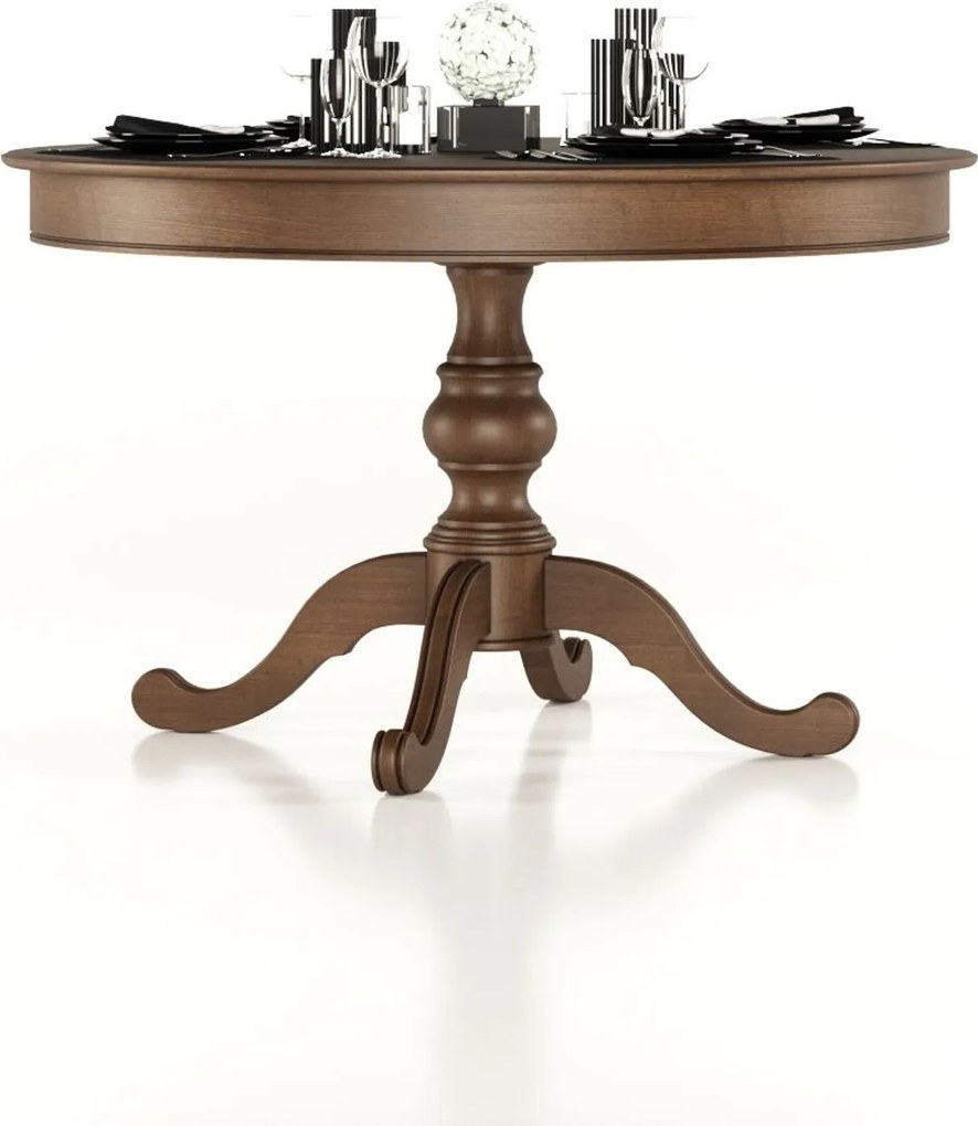 Masă lemn masiv Dining Seraphia Rotundă Pliabilă 130 x 79 cm - Vanilla
