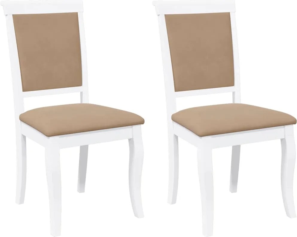 vidaXL Scaune de sufragerie cu perne 2 buc cauciuc din lemn masiv alb