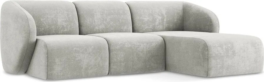 Colțar gri deschis cu tapițerie din chenille (cu colț pe partea dreaptă/cu șezlong) Lani – Makamii