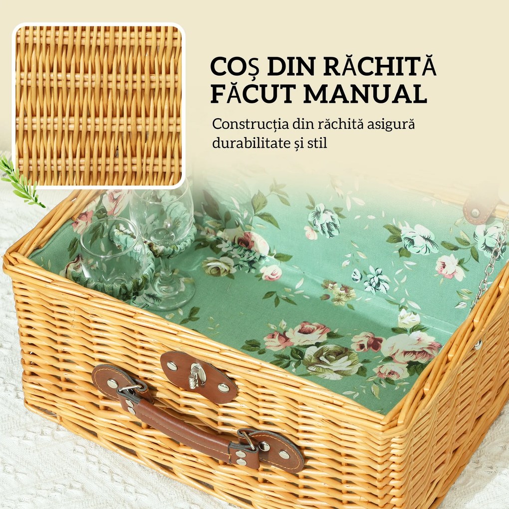 Coș picnic Outsunny maro deschis | Aosom Romania