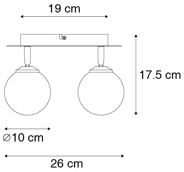 Spotlight modern negru cu sticlă fumurie 2 lumini - Atena