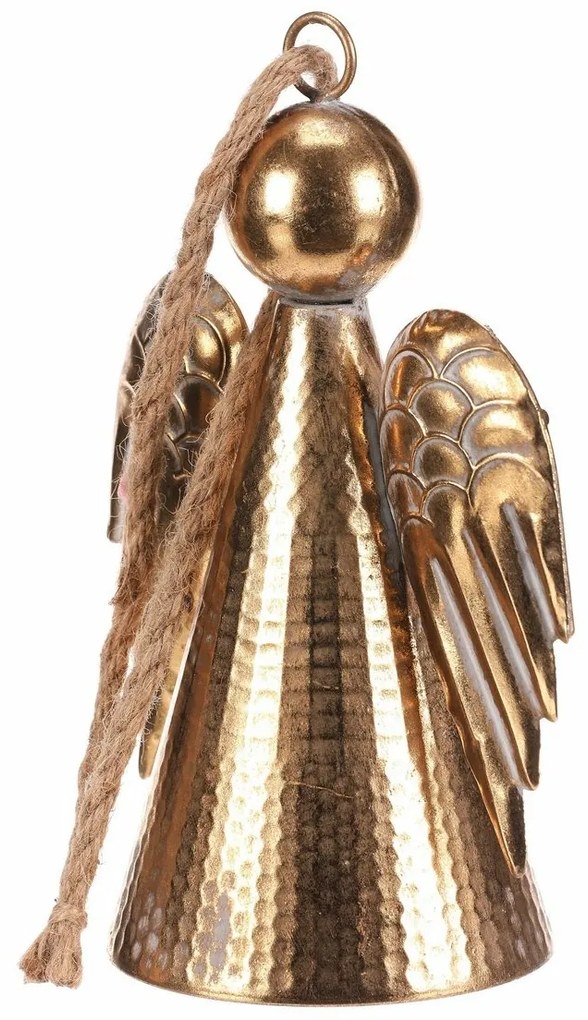 Decorație metalică suspendată de Crăciun Îngerclopoțel 24 cm, auriu
