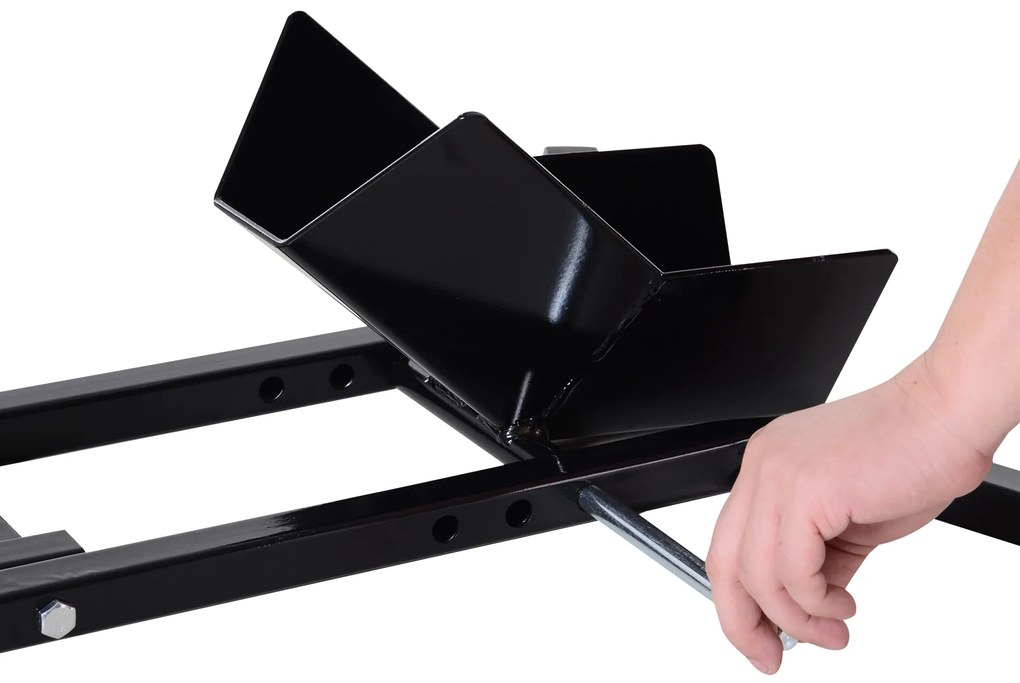 HOMCOM Suport pentru Motocicletă Reglabil pe 3 Nivele, Sistem de Blocare Roți Motocicletă în Metal cu Găuri, 60x55x43 cm, Negru