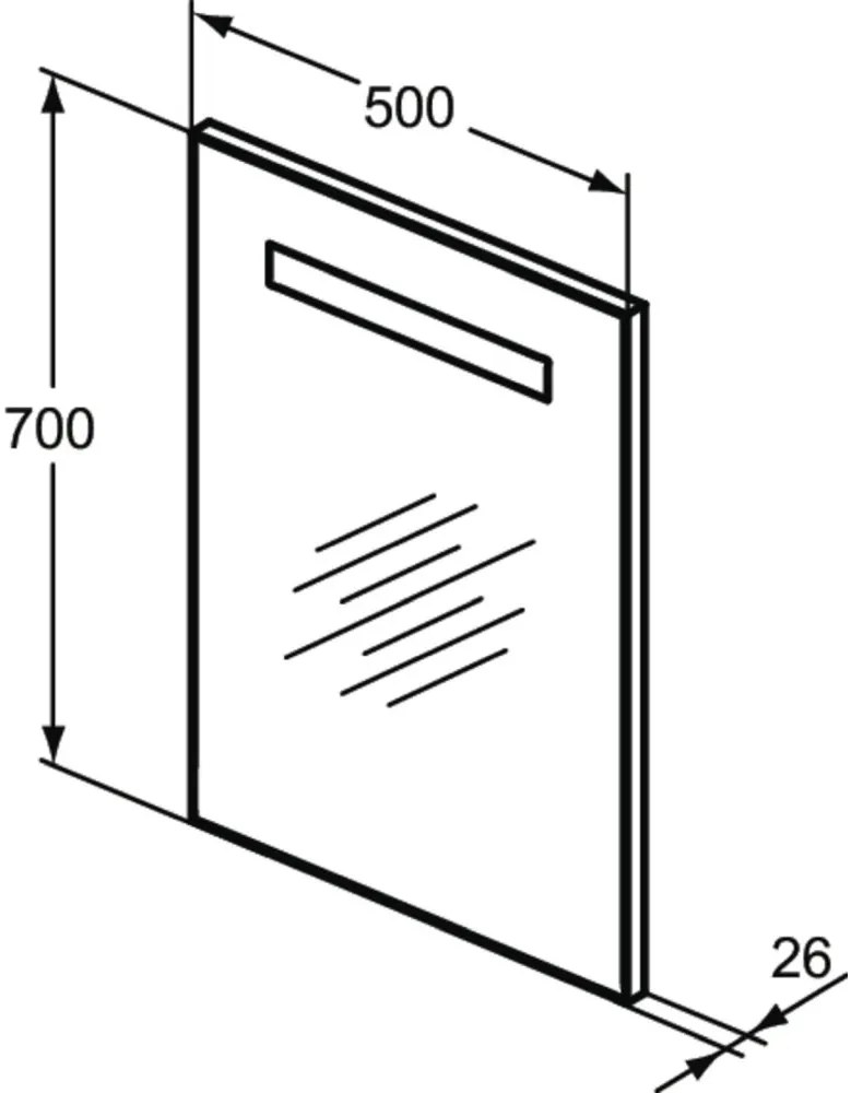 Oglinda dreptunghiulara cu iluminare LED si dezaburire Ideal Standard MirrorLight 50 cm 500x700 mm