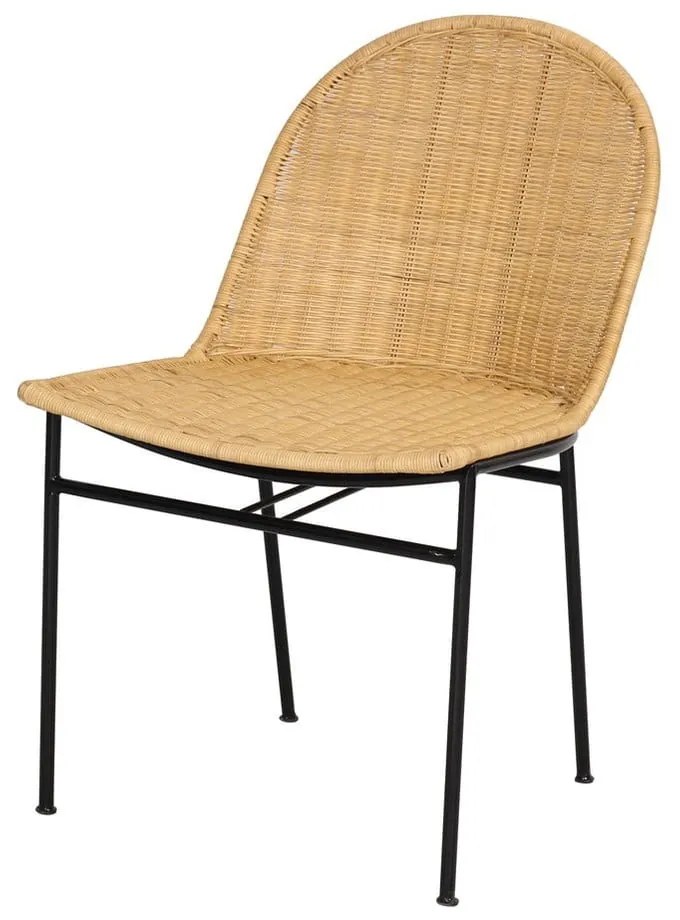 Set 4 scaune din ratan Sofia și masă neagră Marienlis - Bonami Essentials