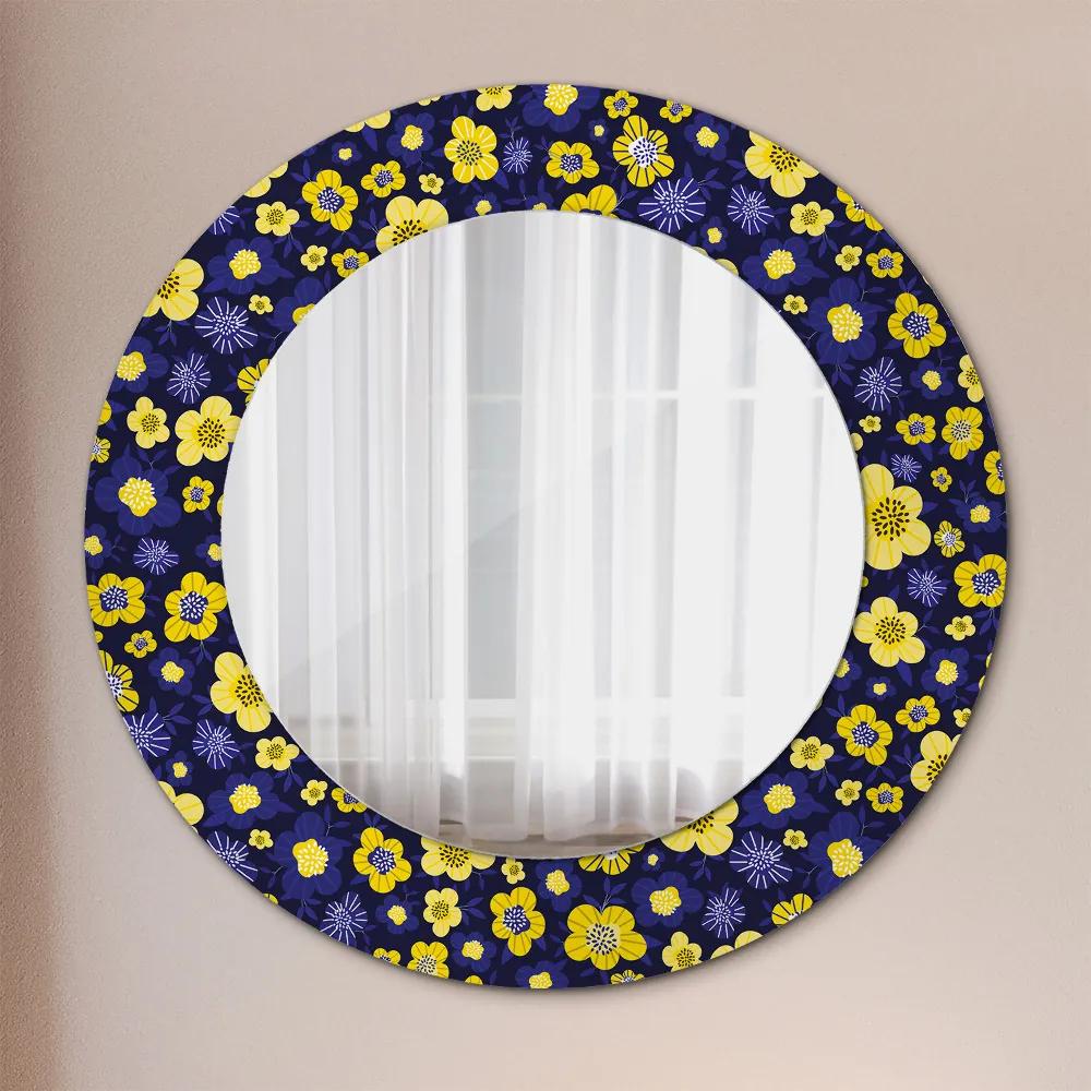 Oglinda rotunda rama cu imprimeu Flori mici dulci