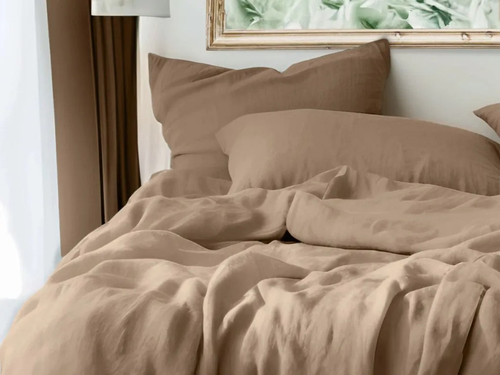 Lenjerie de pat din muselina PURELY maro deschis Dimensiune lenjerie de pat: 80 x 80 cm | 155 x 220 cm