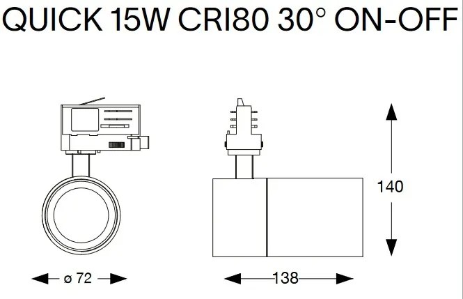 Spot directionabil pentru sina Link QUICK 15W CRI80 30 grade 4000K ON-OFF WH