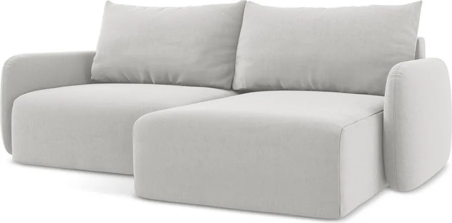 Colțar gri deschis extensibil/cu spațiu de depozitare cu tapițerie din catifea (cu colț pe partea dreaptă/cu șezlong) Kalena – Makamii