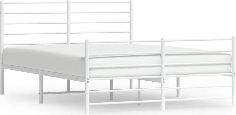 vidaXL Cadru de pat metalic cu tăblie, alb, 120x200 cm