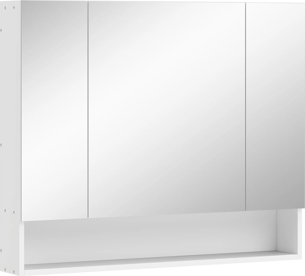 kleankin Dulap de Baie Montat pe Perete cu Oglindă și Rafturi Reglabile, Alb | Aosom Romania