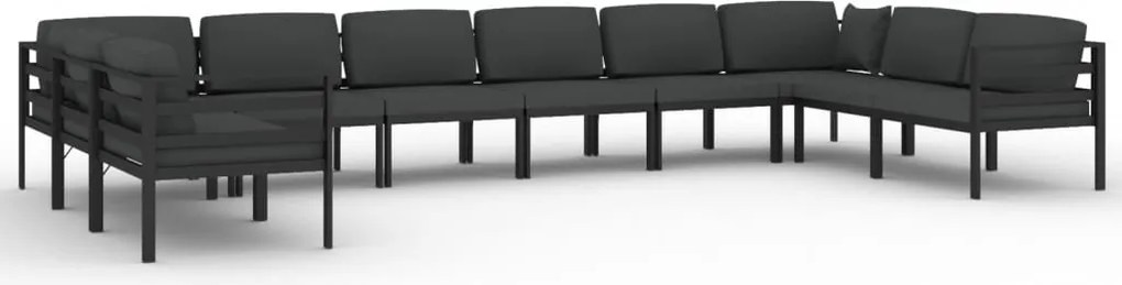 vidaXL Set mobilier de grădină cu perne, 10 piese, antracit, aluminiu