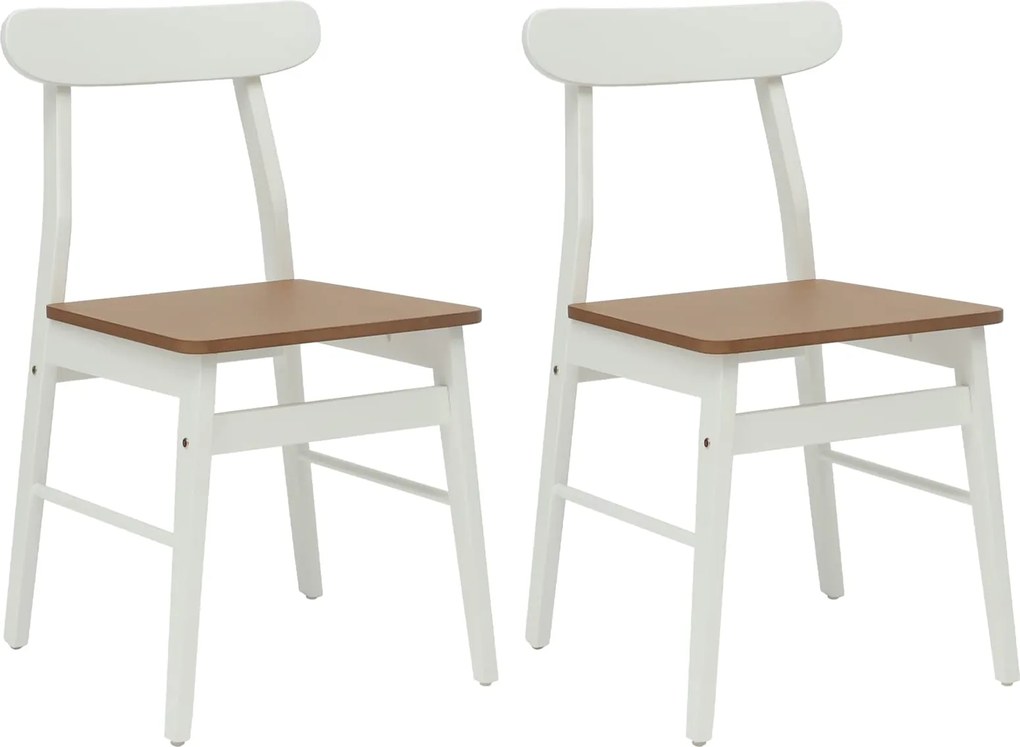 vidaXL Scaun de sufragerie 2 pcs Alb și Natural 43 x 44,5 x 77 cm