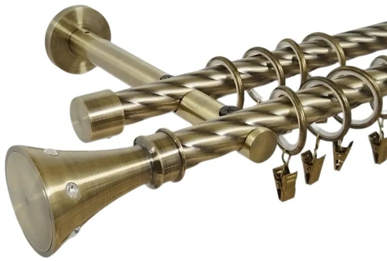Galerie dubla twist prindere perete picior universal carter 19/19 aur antic (Alege marime: 140 cm)