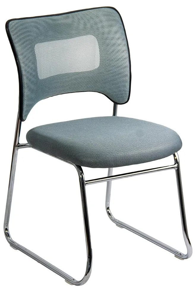 Scaun vizitator gri HRC613F din mesh respirabil si cadru metalic cromat