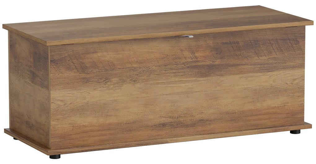 HOMCOM Ladă de depozitare, banc de depozitare cu capac rabatabil și balamale de siguranță, 100 x 40 x 40 cm, maro | Aosom Romania