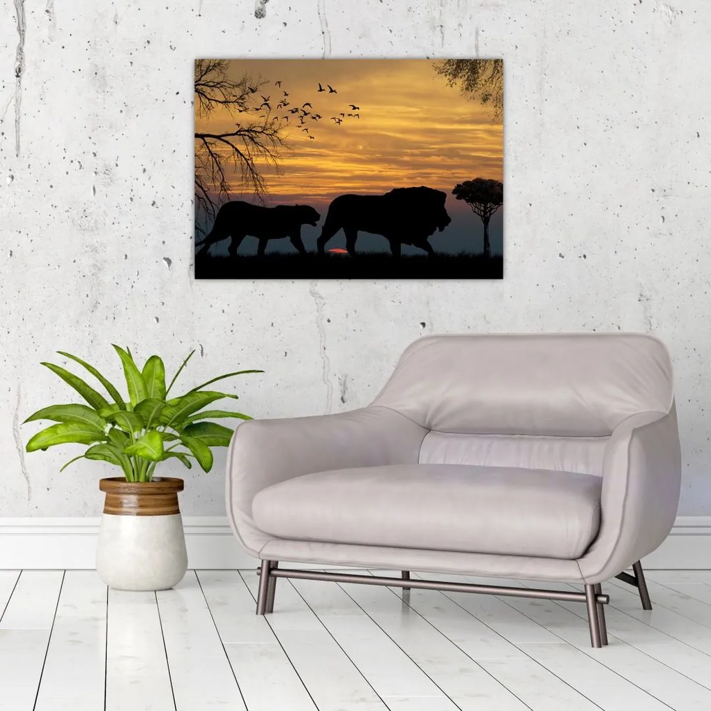 Tablou pe sticlă cu Safari (70x50 cm)