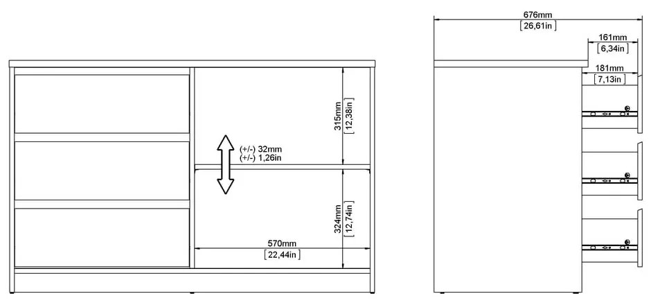 Comodă în culoare naturală cu aspect de lemn de stejar cu ușă glisantă 119x76x50 cm Naia – Tvilum