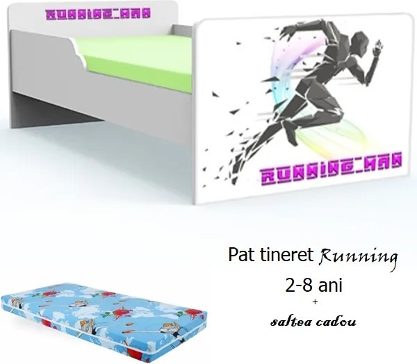 Pat tineret Running Man cu saltea