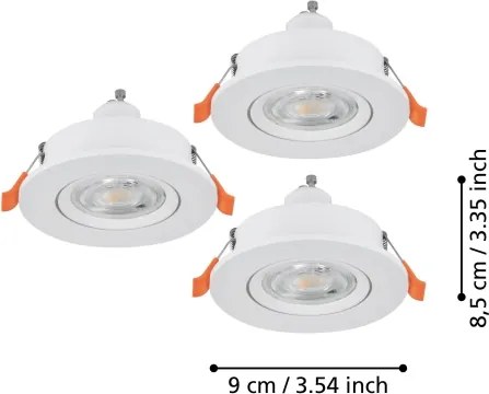 Eglo 902242 - Set 3x spot LED încastrat BARRANCO 1xGU10/4,5W/230V alb