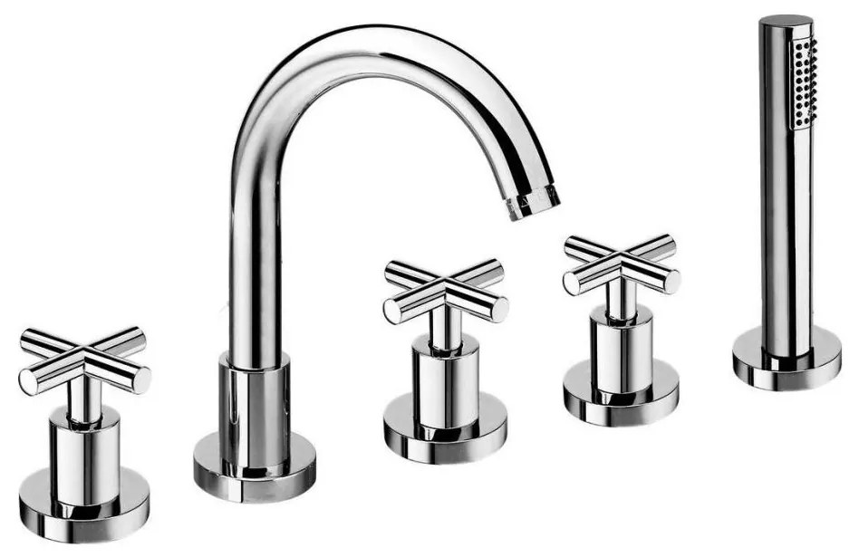 Sapho - Baterie de cadă AXIA, montaj în 5 orificii, crom lucios