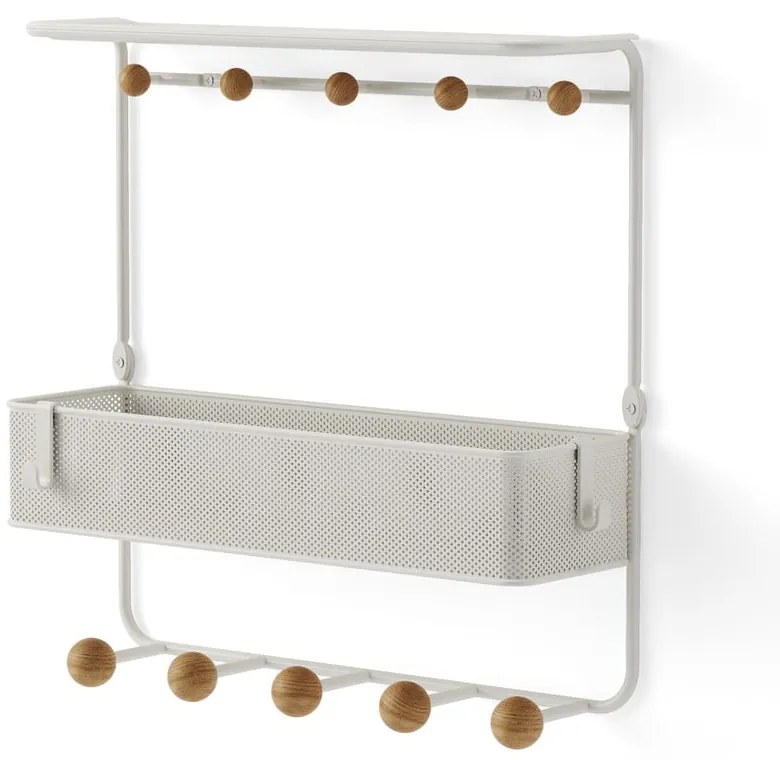 Cuier de perete alb/în culoare naturală cu raft din metal Estique – Umbra