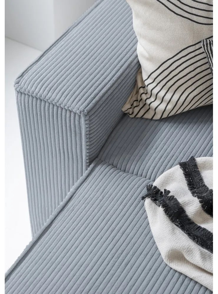 Colțar gri deschis extensibil cu tapițerie din catifea reiată (cu colț pe partea dreaptă/în formă de "U") Brave Dave – Miuform