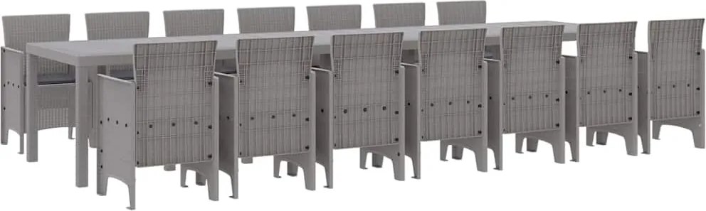 vidaXL Set de masă de grădină cu perne cu pernă 15 pcs Gri deschis PP