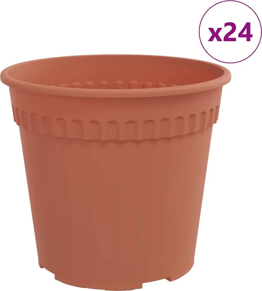 vidaXL Ghiveci rotund pentru flori 24 pcs Roșu cărămidă Ø 19 x 16 cm