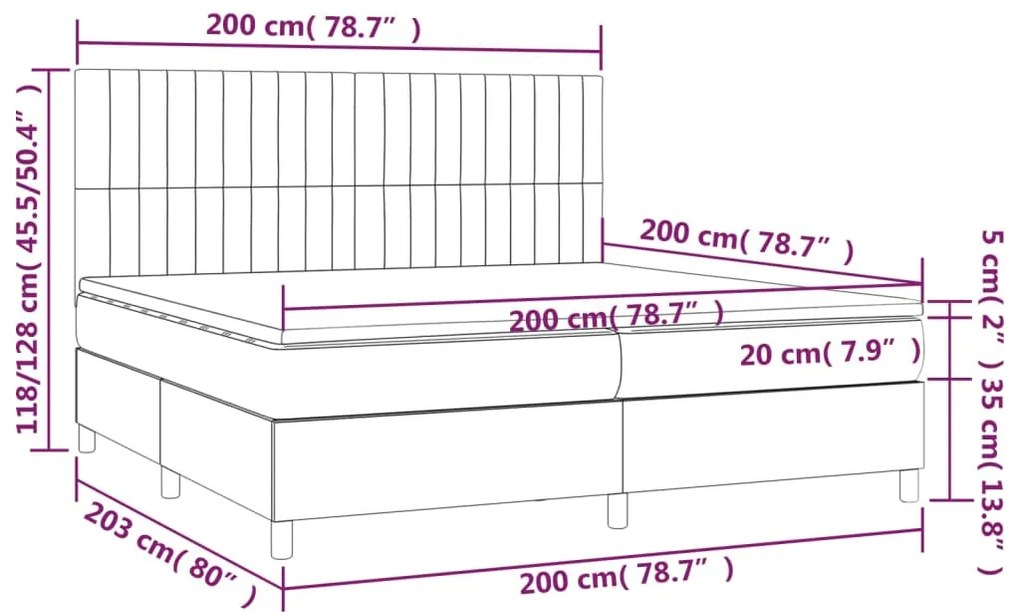 Pat box spring cu saltea, albastru, 200x200 cm, textil Albastru, 200 x 200 cm, Benzi verticale