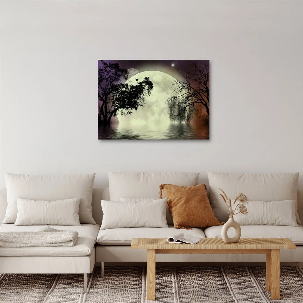 Tablou - Lună plină deasupra apei (70x50 cm)