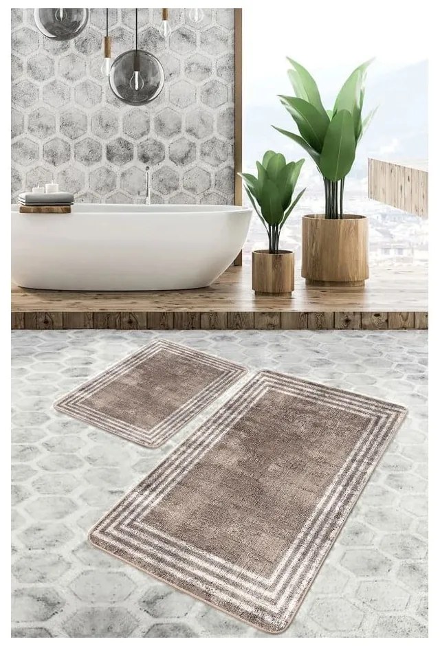 Covorașe de baie maro 2 buc. din catifea 60x100 cm – Mila Home