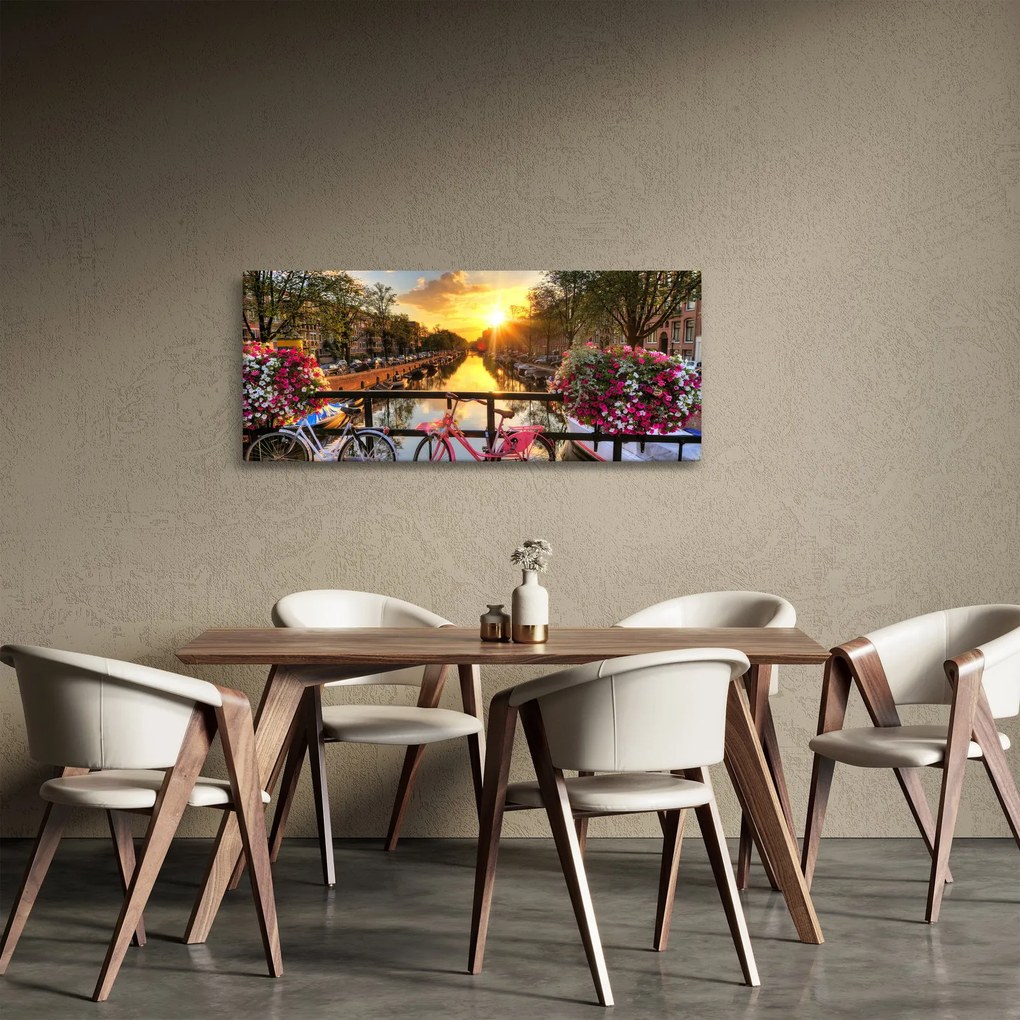 Tablou - Răsărit de soare la Amsterdam (120x50 cm)