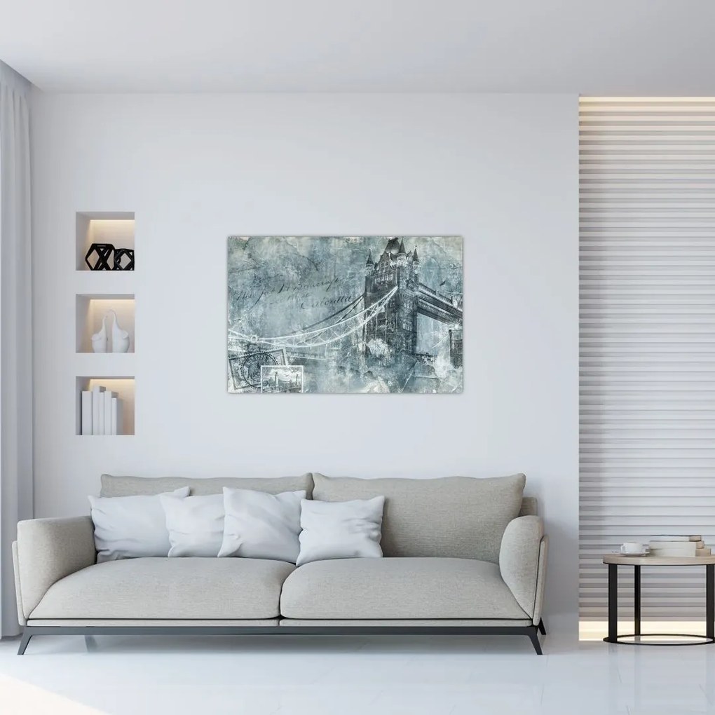 Tablou - Tower Bridge în tonuri reci (90x60 cm)
