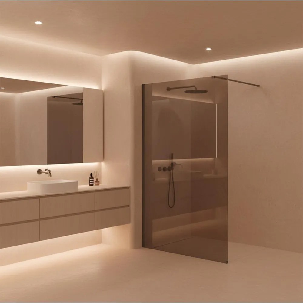 Paravan de dus fumuriu Rea Flexi Brown 120 cm Titan