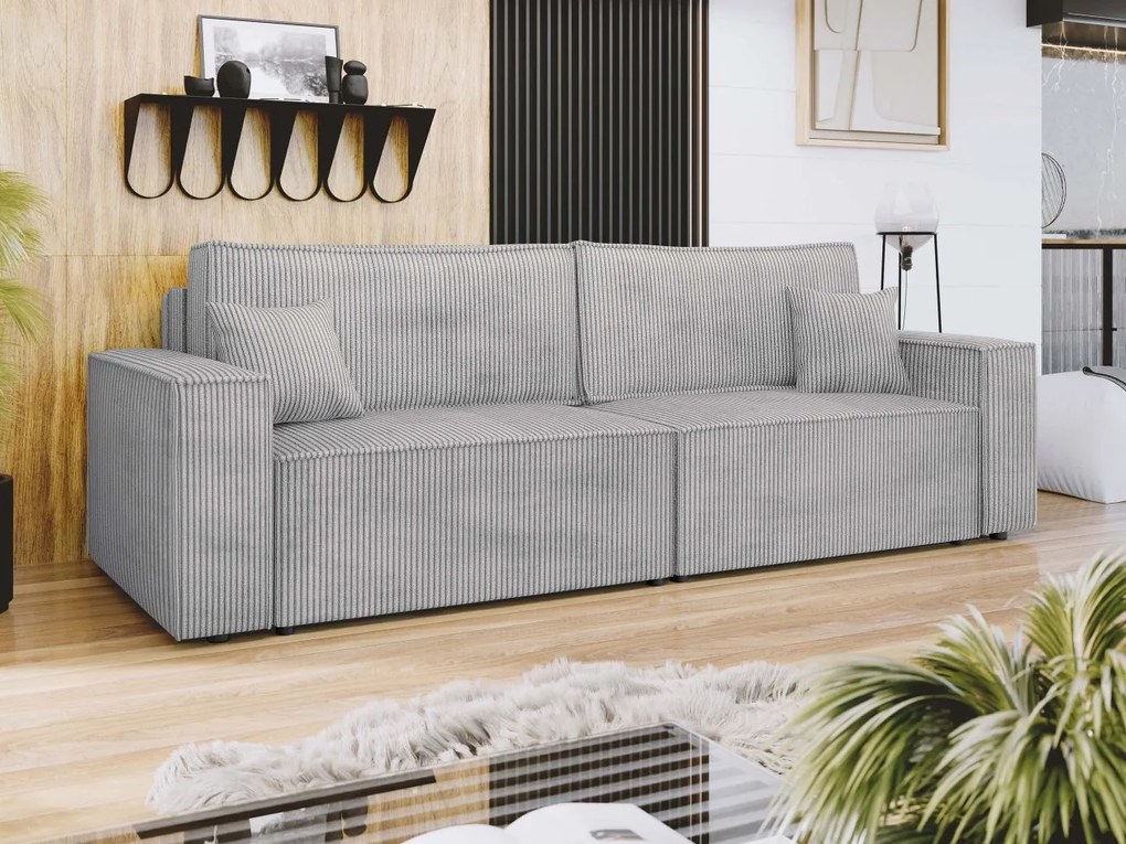 Canapea extensibilă Kasuna Sztruks (Gri) (cu sp. depozitare). Promo -16%. 1105547